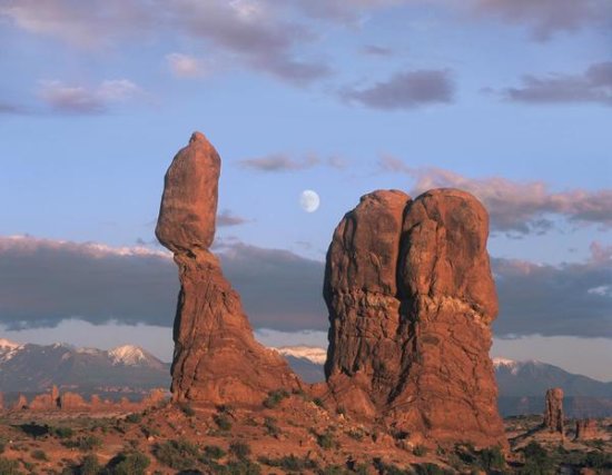 Moon over Balanced Rock, Arches National Park, Utah