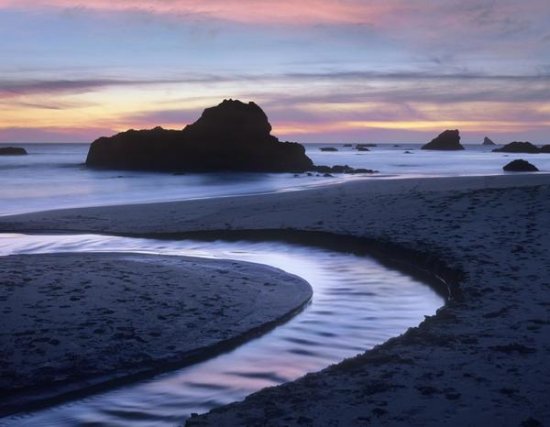 Creek Flowing into Ocean at Harris Beach State Park, Oregon