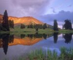 Mount Baldy at Sunset Reflected in Lake Along Paradise Divide, Colorado