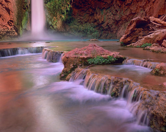 Mooney Falls Cascading into Havasu Creek, Grand Canyon National Park, Arizona
