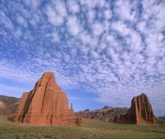Sandstone Formations, Temples of the Sun and Moon, Capitol Reef National Park, Utah