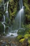 Waterfall Cascading over Mossy Rocks, Tongariro NP, New Zealand