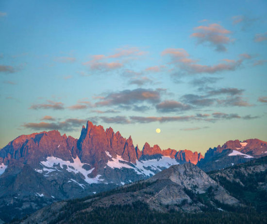 Moon over Peaks, Ritter Range, Sierra Nevada, California