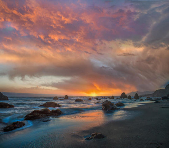 Sunset Along Coast near Arch Rock, California