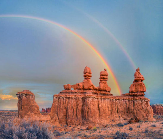 Rainbow over the Three Judges, Goblin Valley State Park, Utah
