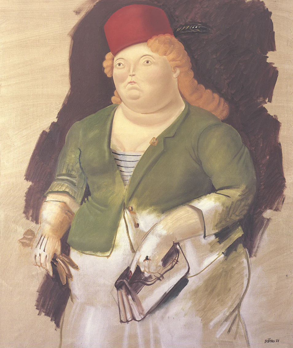 Mujer con Sombrero Rojo