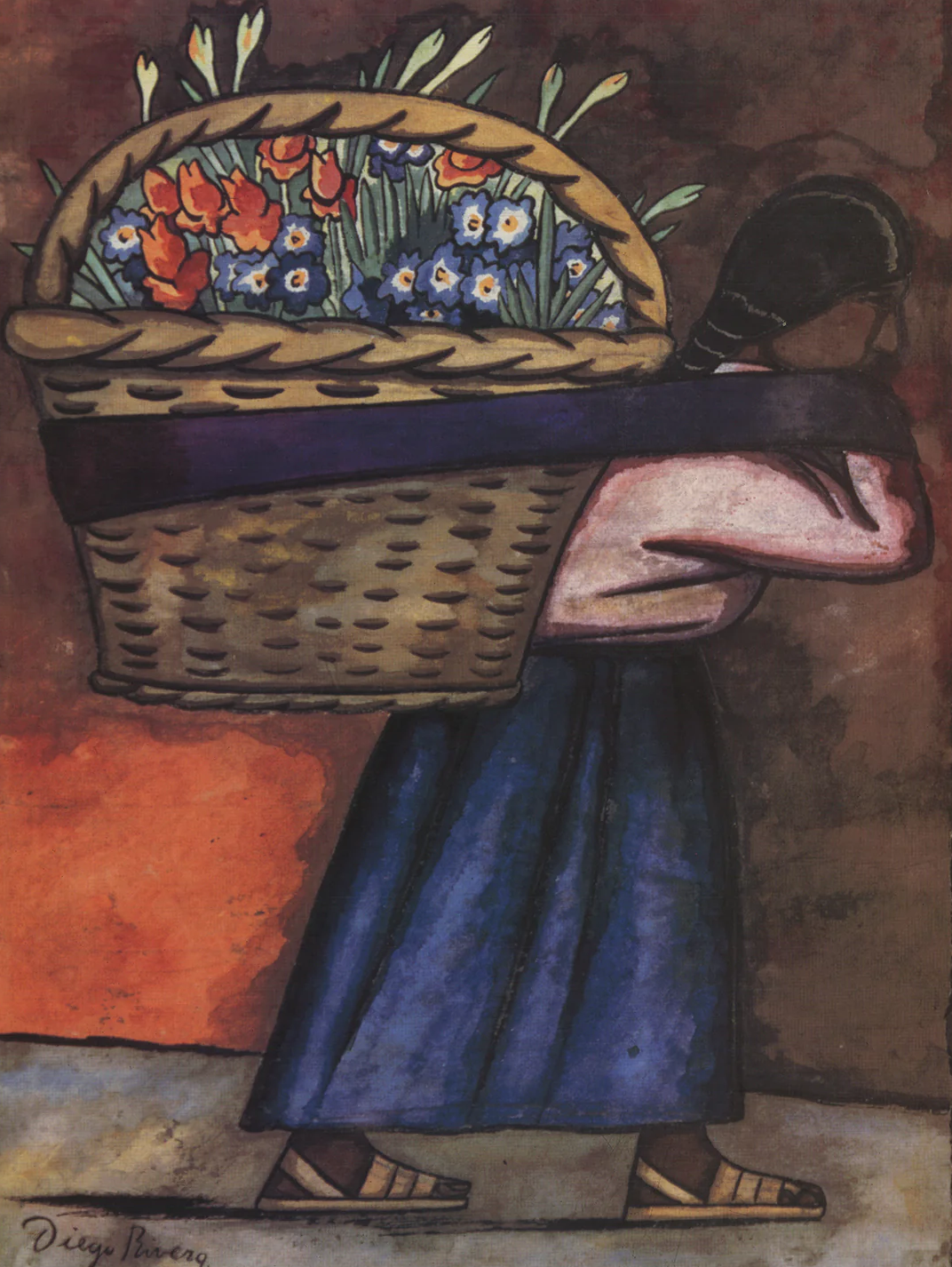 Flower Vendor with Basket