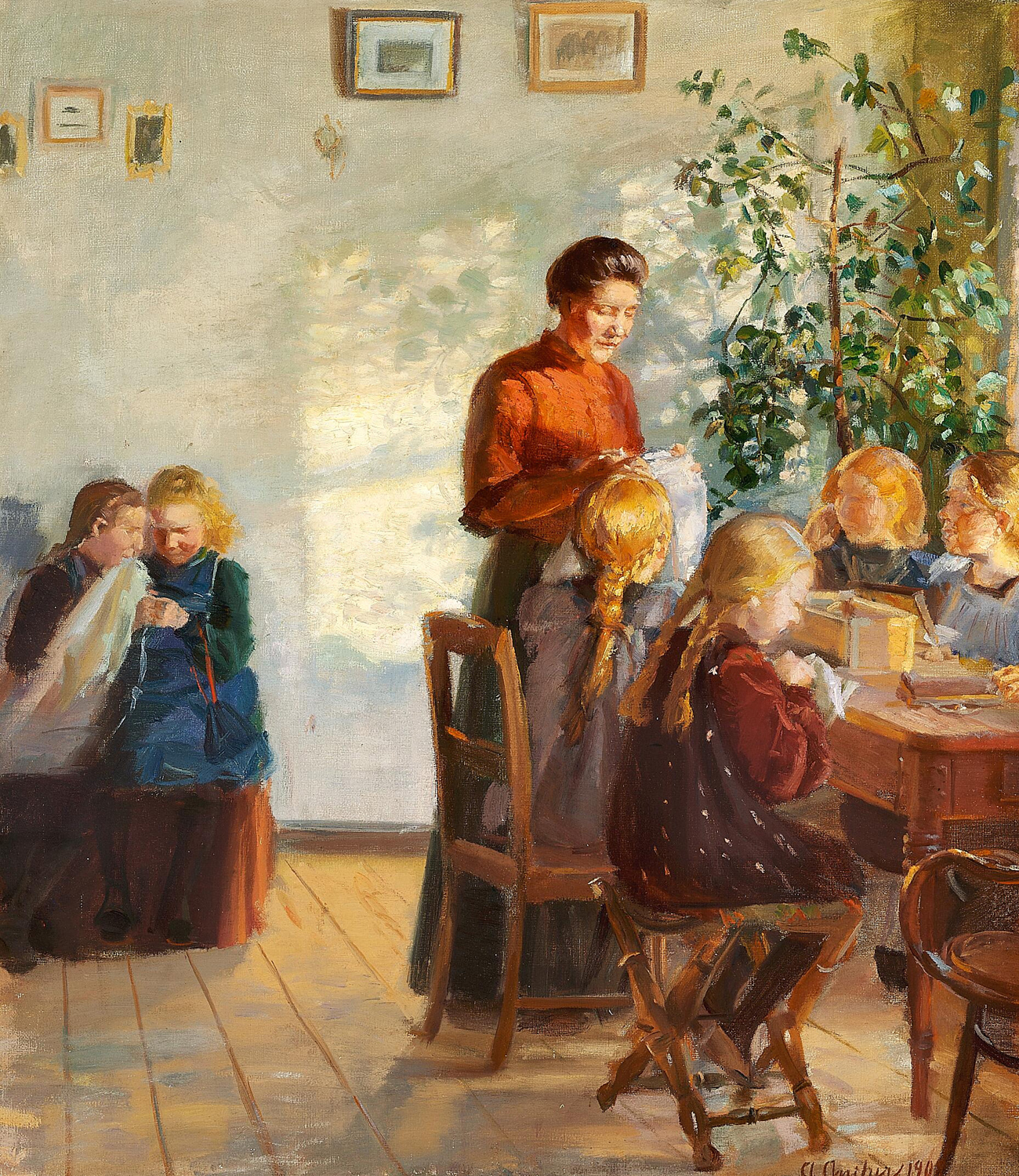 A Sewing Class, 1909