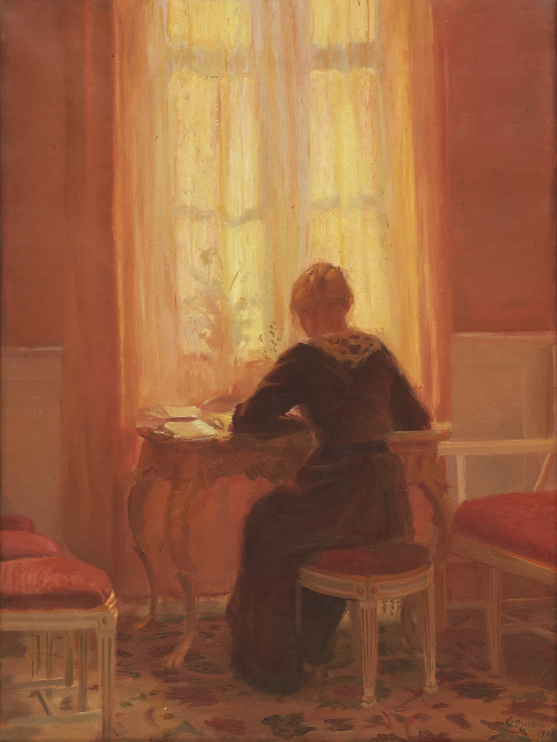 The Red Room - Interior with the Artist's Daughter Helga, 1904