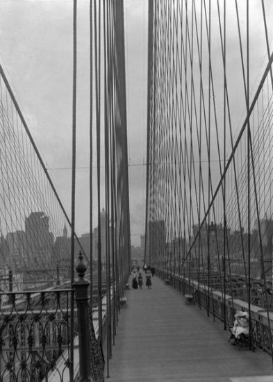 Brooklyn Bridge, Looking at New York City from Brooklyn, July 7, 1899