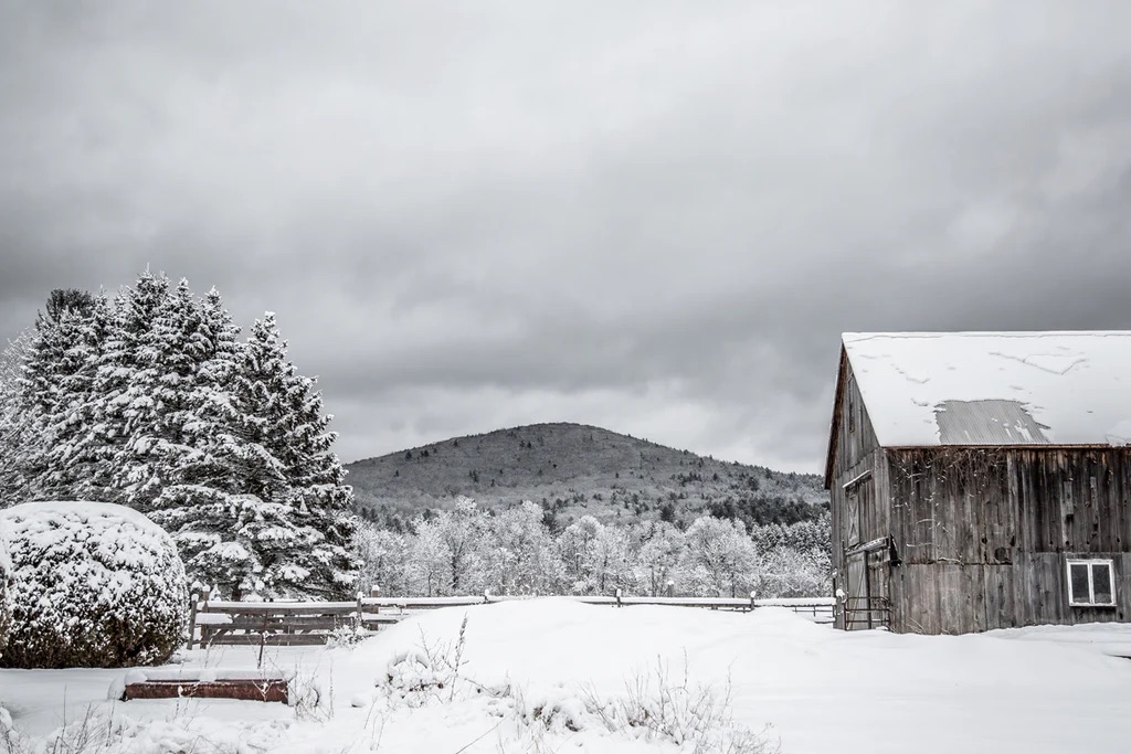 Snowy Winter Barn