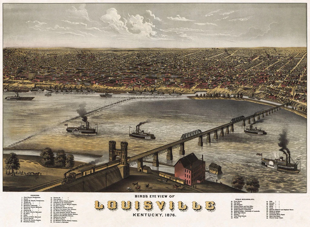 Bird's Eye View of Louisville, Kentucky, 1876