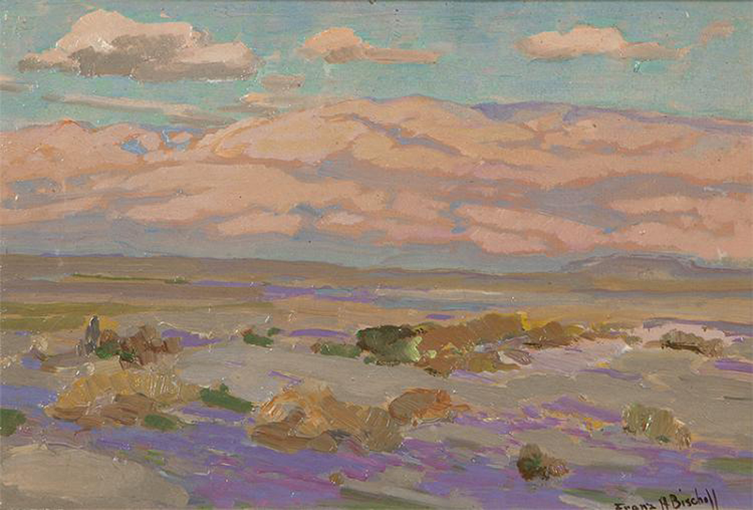 Desert Landscape with Blooming Verbena