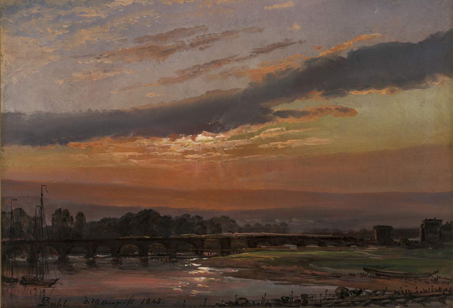 The Augustbrucke under Repair - Dresden, 1857