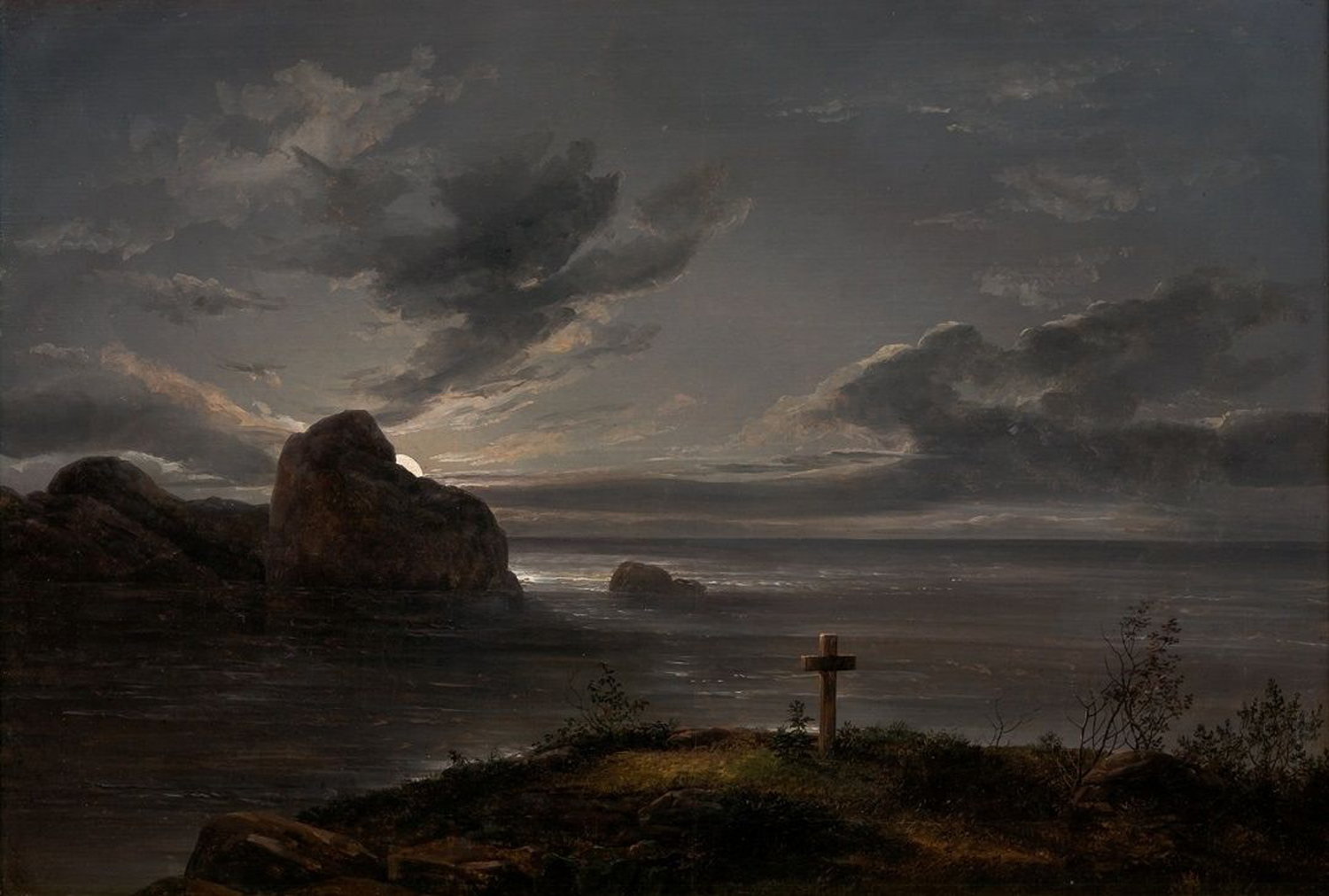 The Grave by the Sea in Moonlight, 1857
