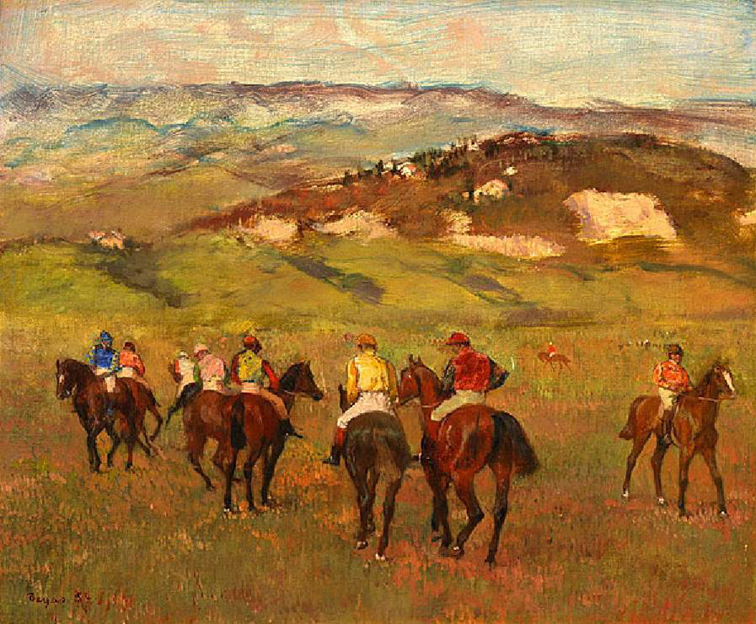 Jockeys on Horseback before Distant Hills, 1884
