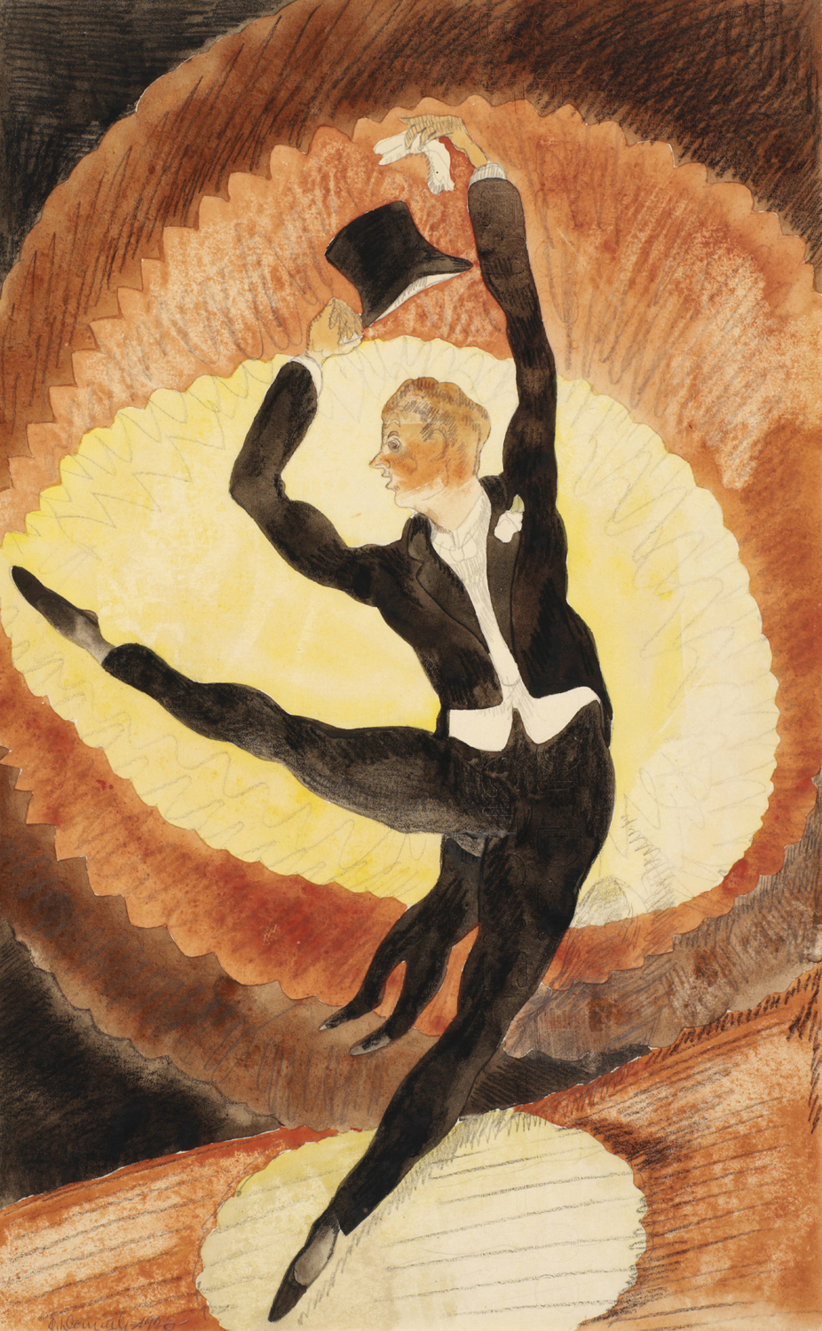 In Vaudeville, Acrobatic Male Dancer with Top Hat, 1920