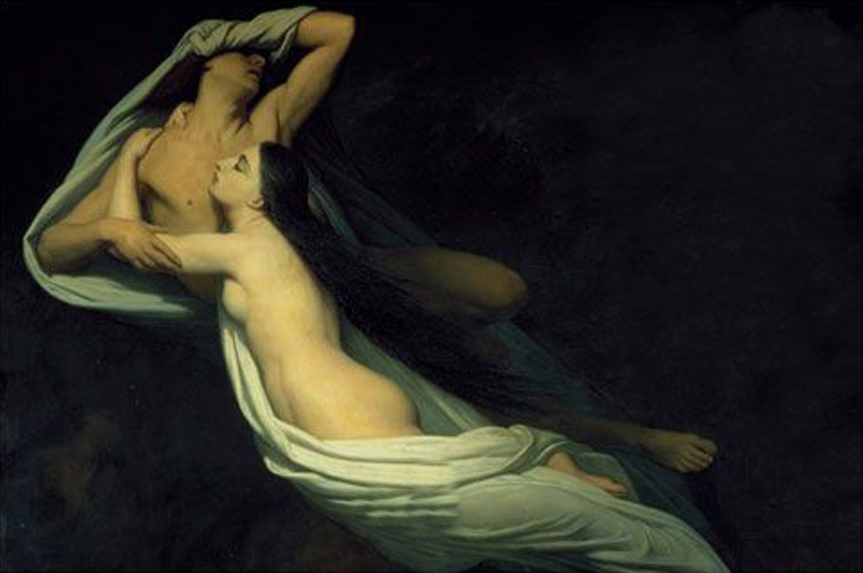 Dante and Virgil Encountering the Shades of Francesca de Rimini and Paolo in the Underworld (detail), 1854