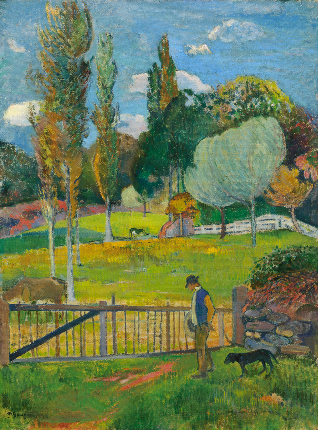 A Peasant and His Dog Near a Fence (Paysan et son Chien pres d'une Barriere), 1894