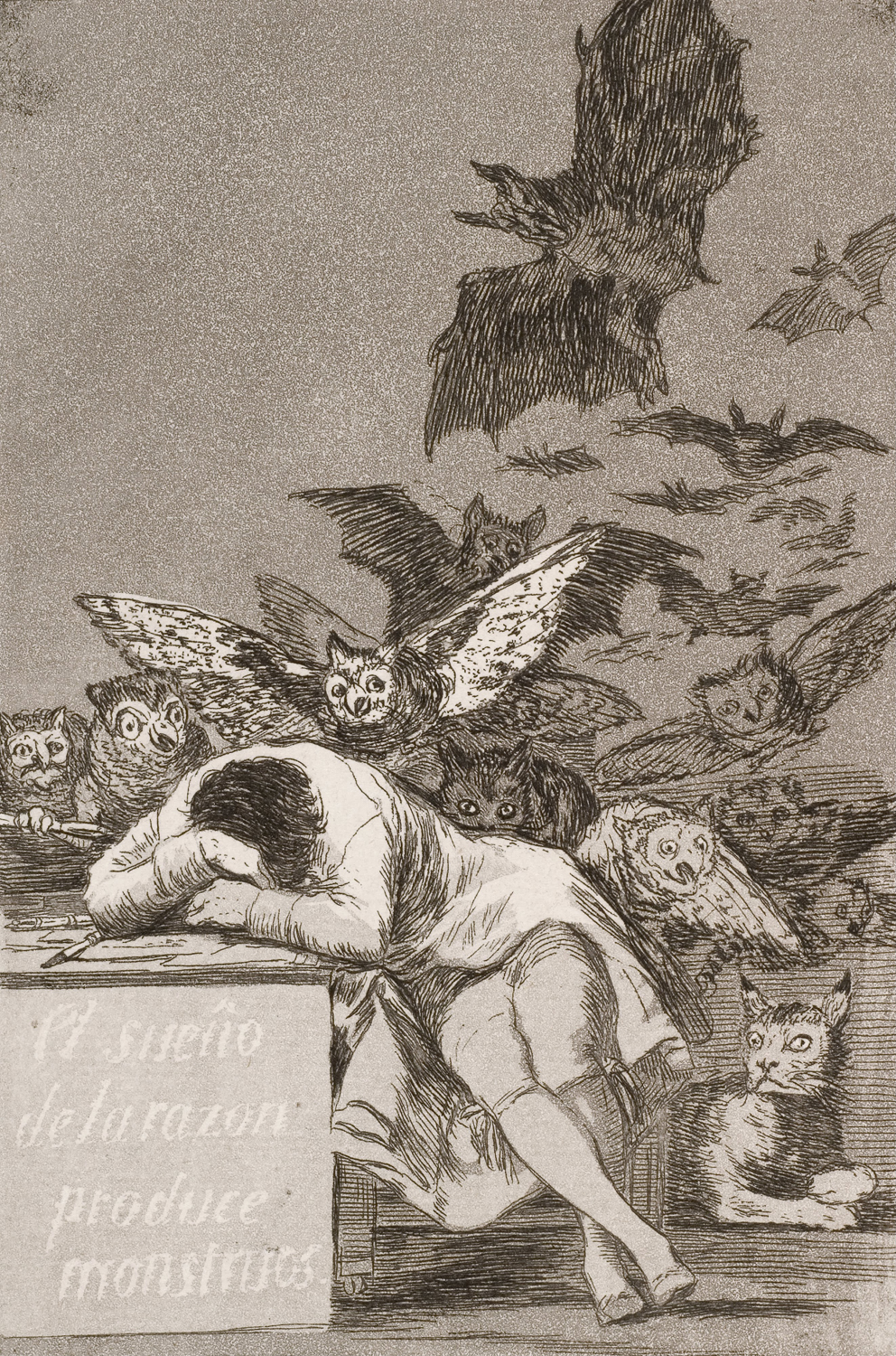 The Sleep of Reason Produces Monsters (No. 43), from Los Caprichos, 1799