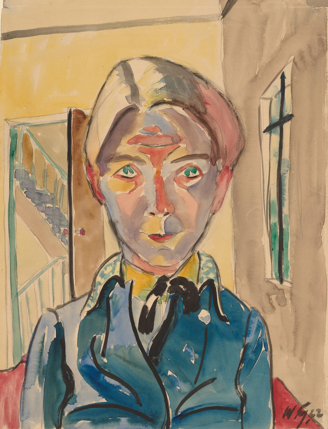 Selbst vor Treppe (Self-Portrait in front of Stairs), 1922