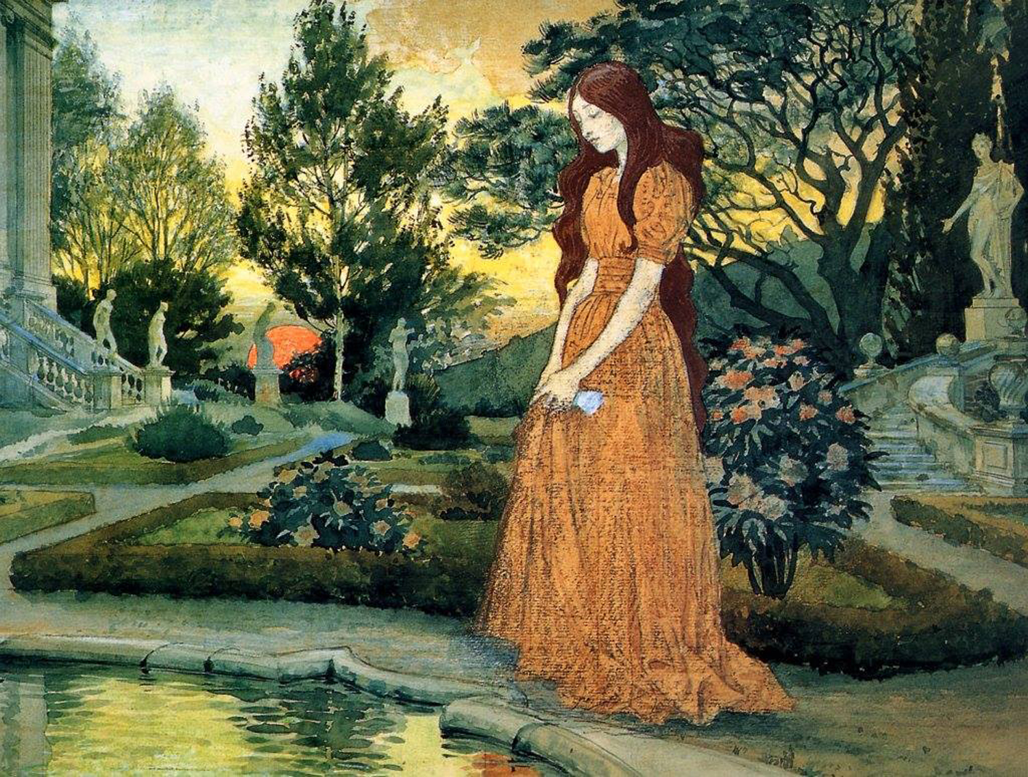 Young Woman in a Garden, late 19th century