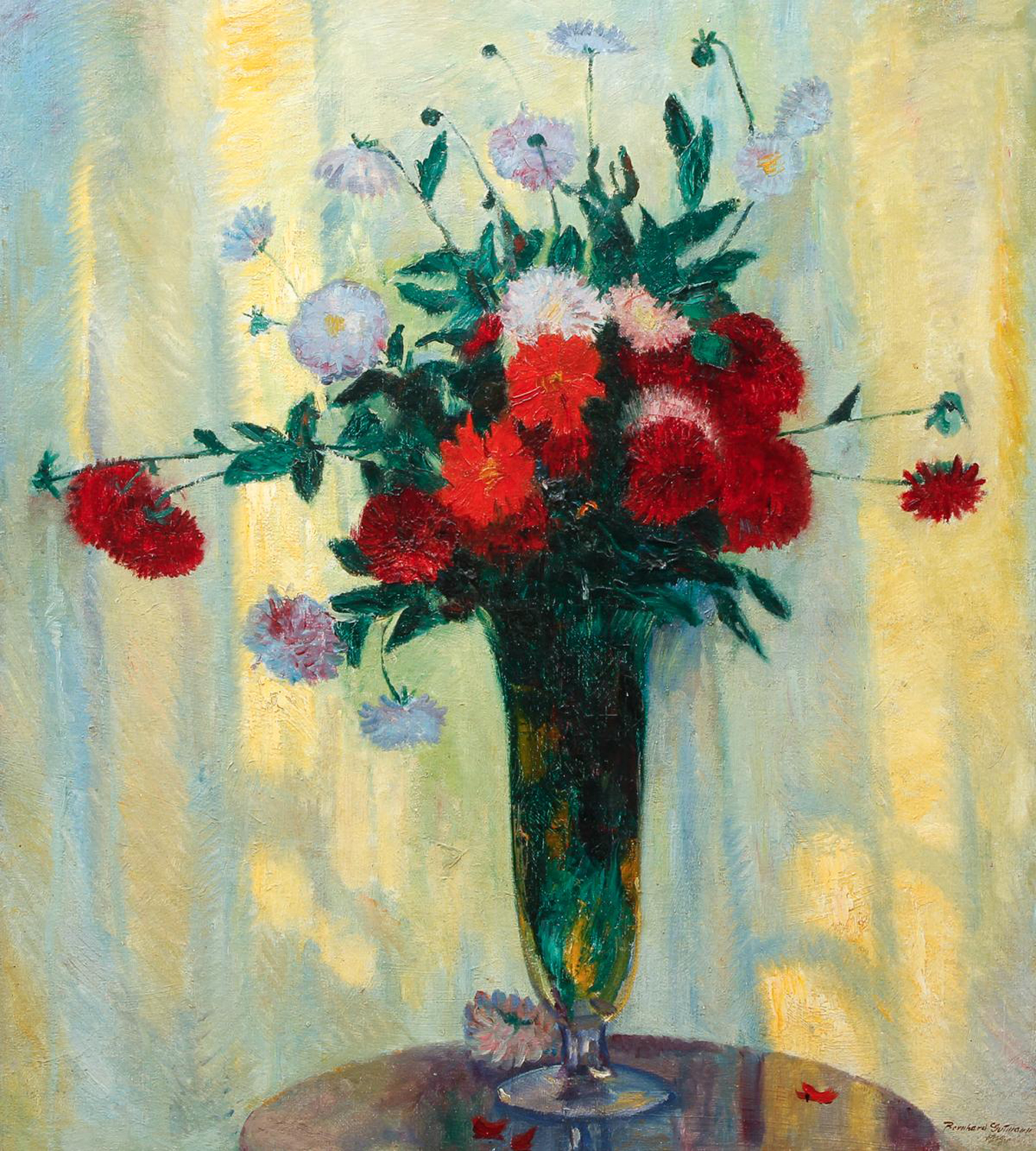 Red Flowers in a Tall Vase, 1919