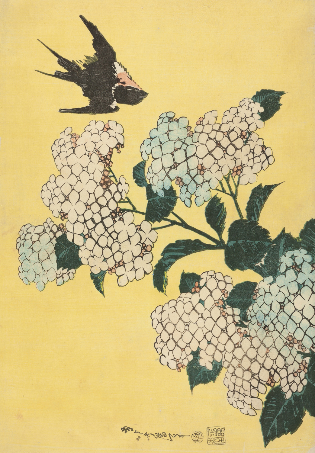 Hydrangea and Swallow, 1833-34