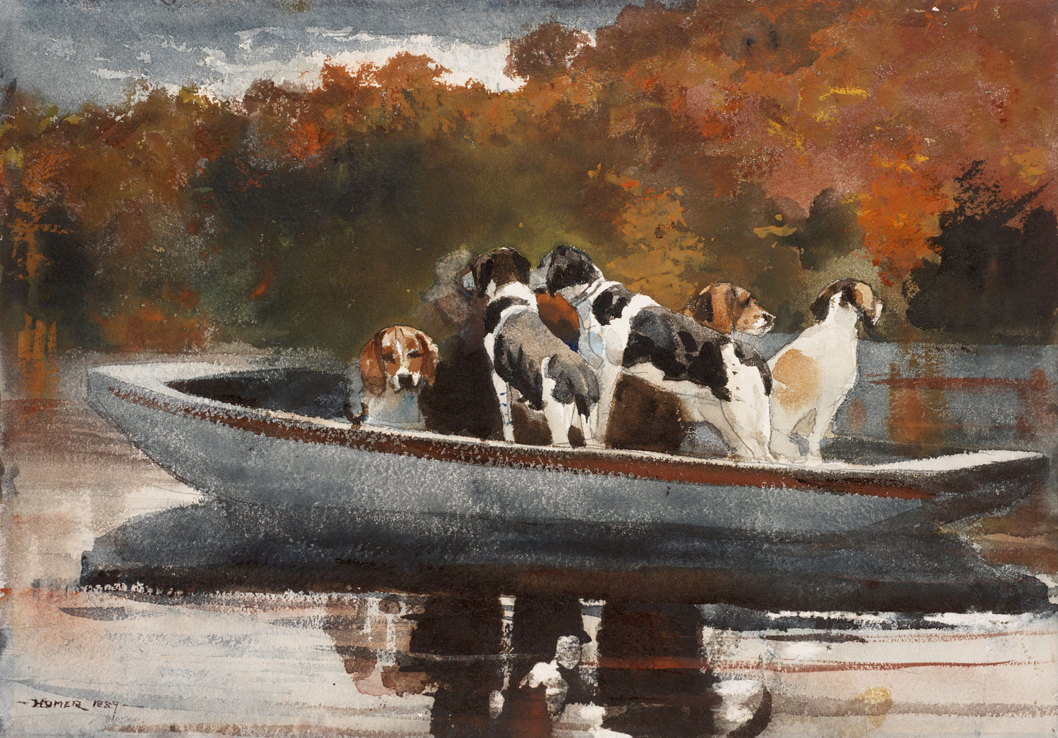 Hunting Dogs in a Boat, 1889