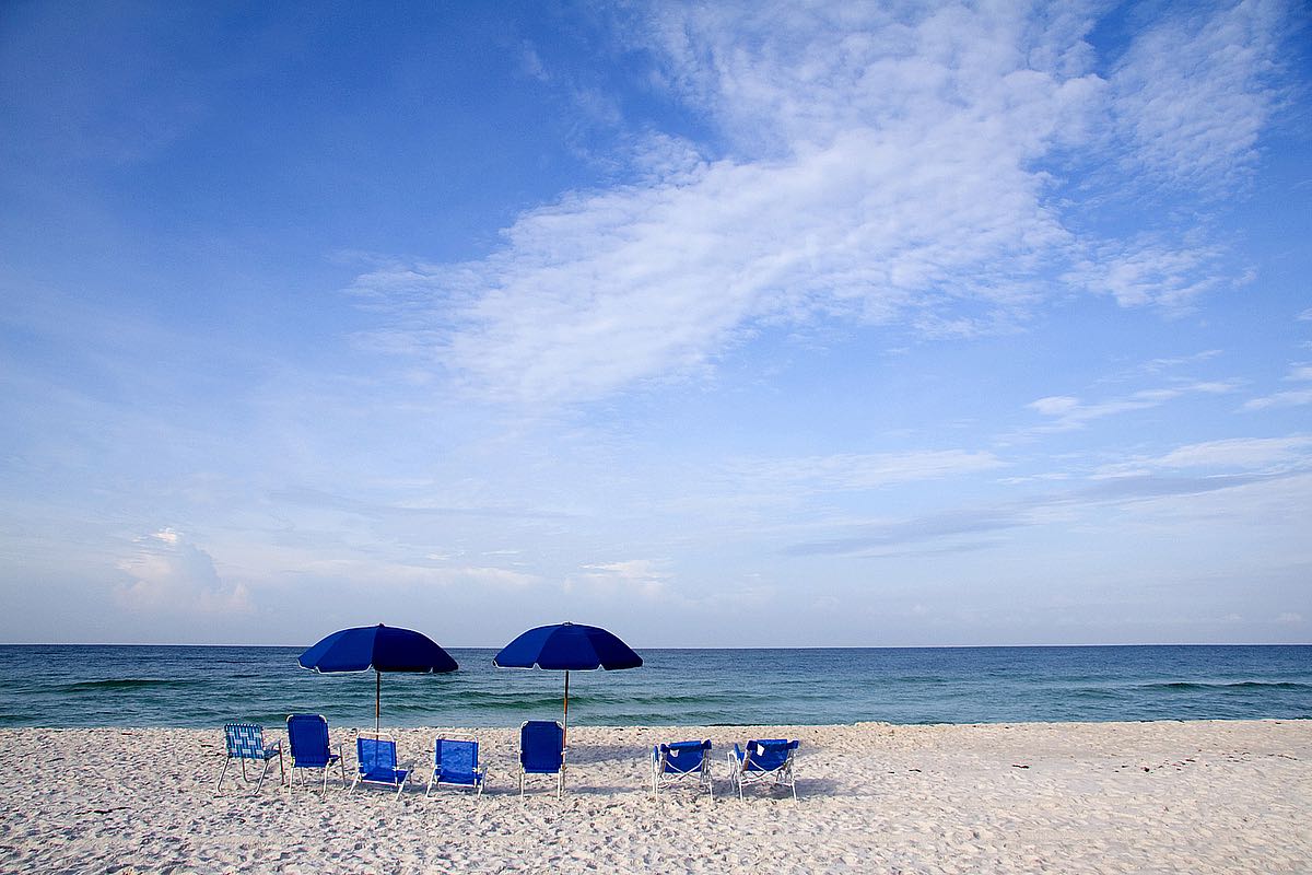 Blue Chairs and Umbrellas