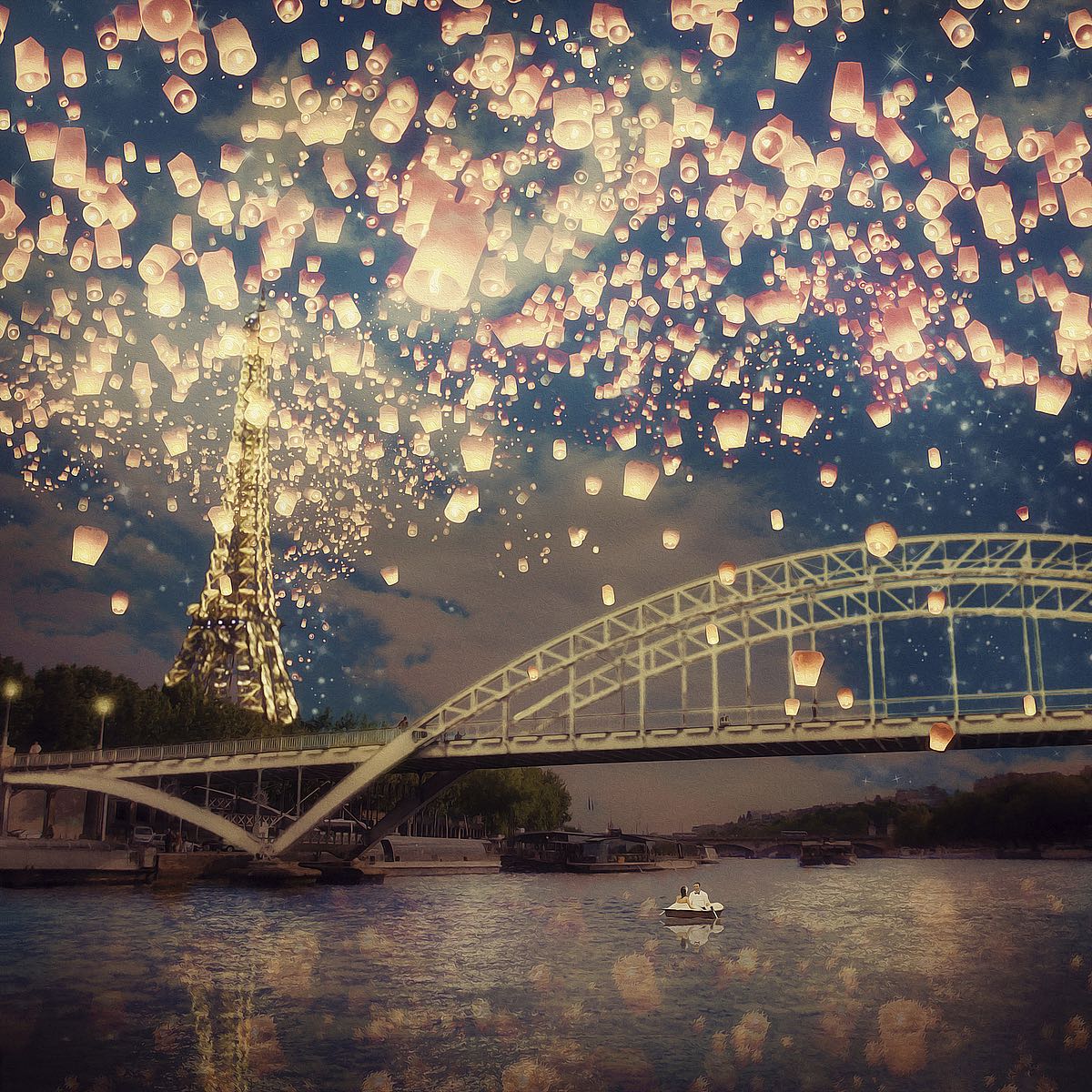 Love Wish Lanterns Over Paris