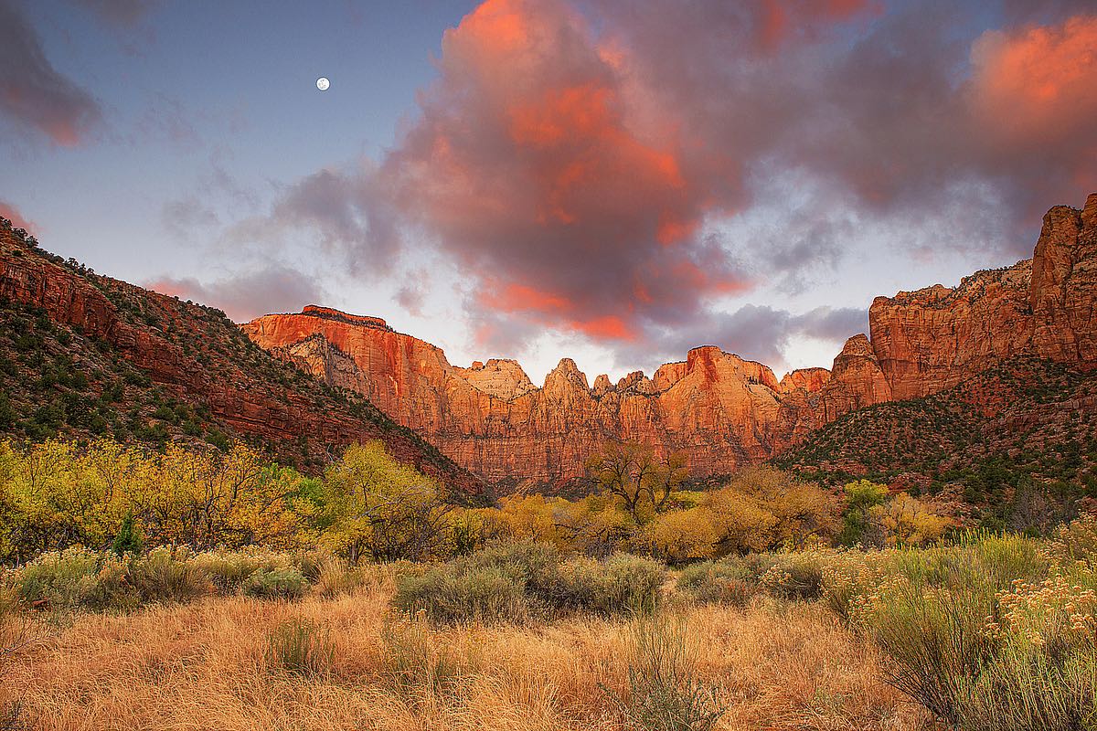 Temple Sunrise & Moon