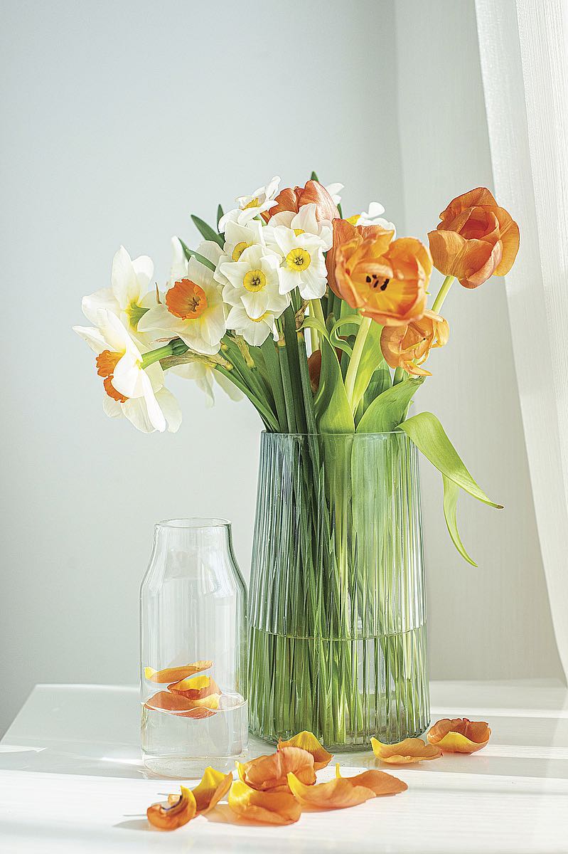 Orange and White Flowers in a Vase