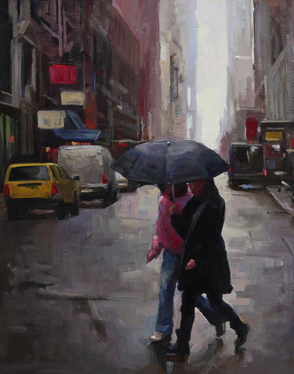 Crossing with Umbrellas