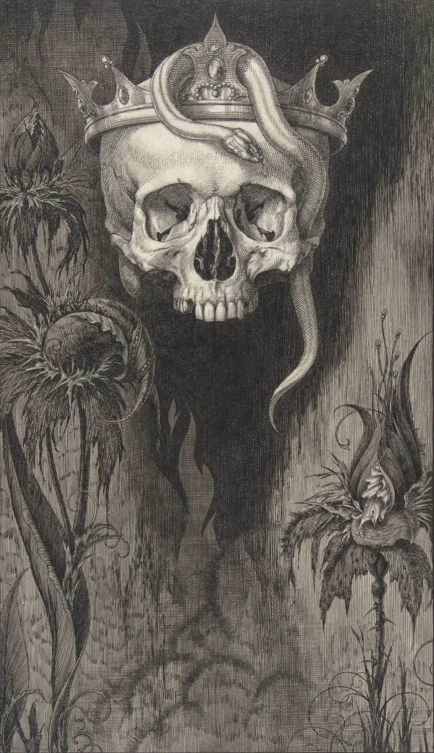 Skull Crowned with Snakes and Flowers, The Duchess of Malfi, c. 1930