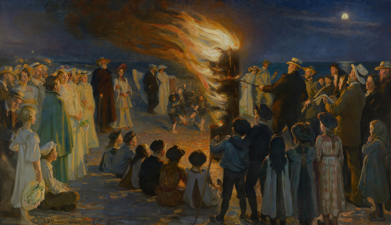 Midsummer Eve Bonfire on Skagen's Beach, 1906