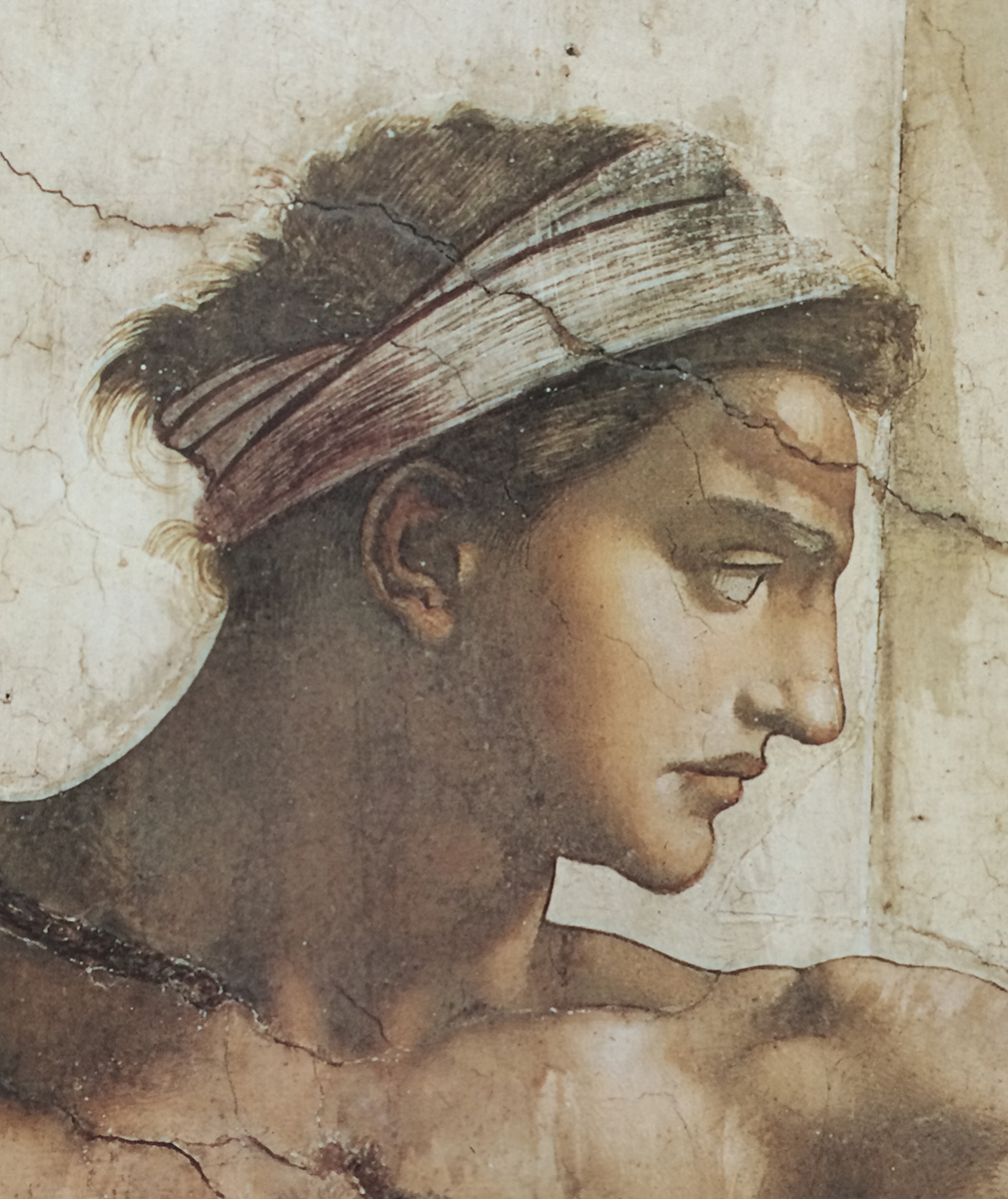 Nude I (Head) from Separation of Light from Darkness (Ignudo a Sinistra Sopra Geremia), c. 1512