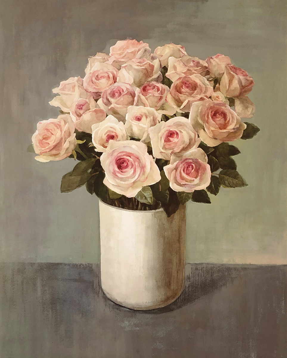 Roses in White Vase