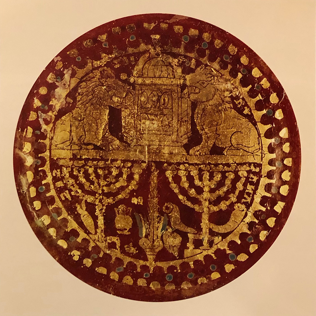 Ancient Glass Bottom - Gold Lions