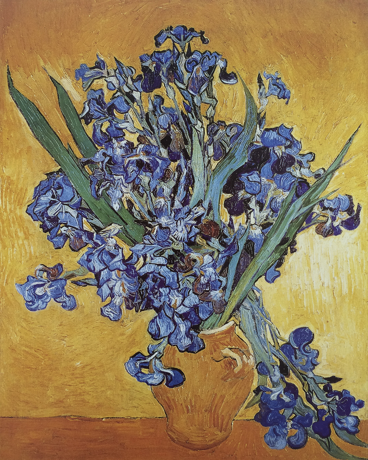 Vase with Irises Against a Yellow Background, 1890