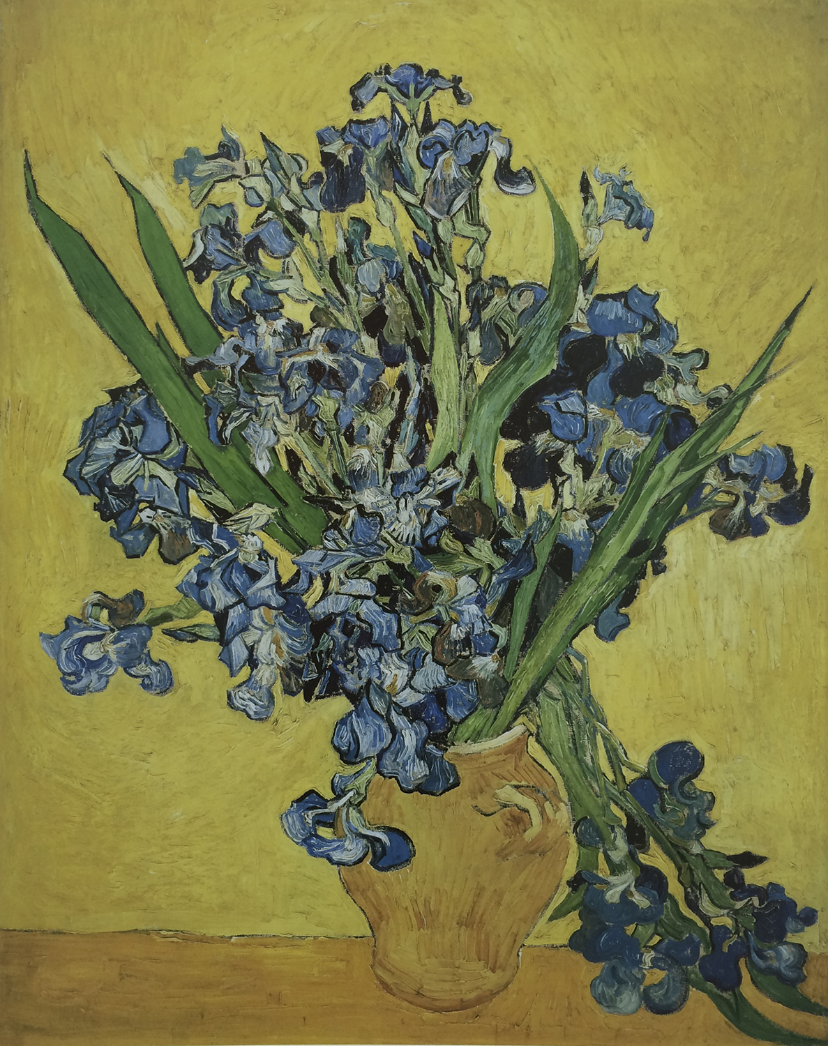 Vase with Irises Against a Yellow Background, 1890