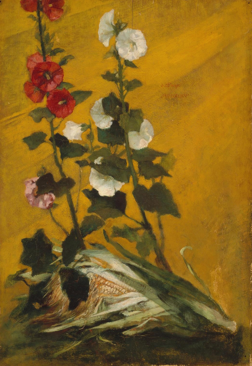 Hollyhocks and Corn, 1865
