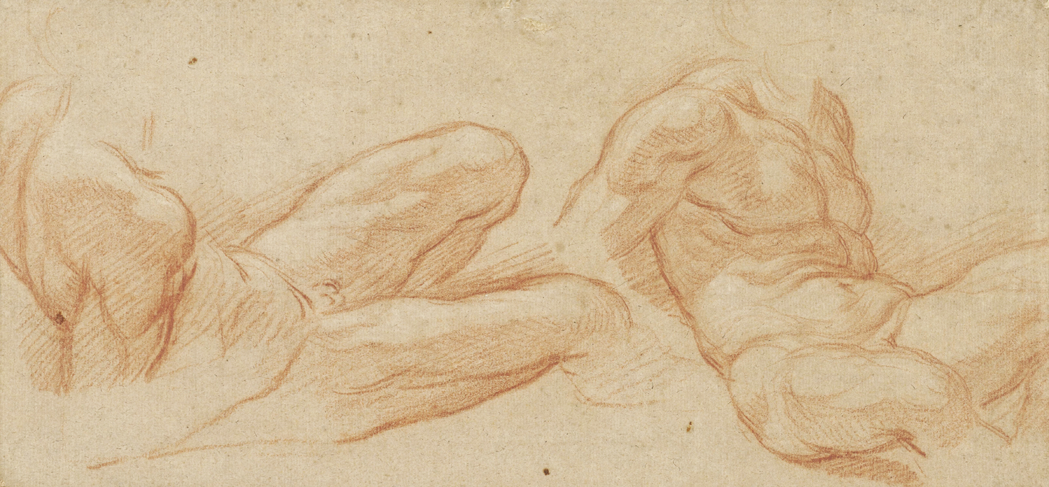 Two Studies of Lying, Naked Men, 17th century