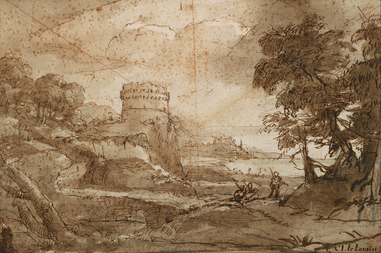 Landscape with Round Tower and Bay, c. 1635-40