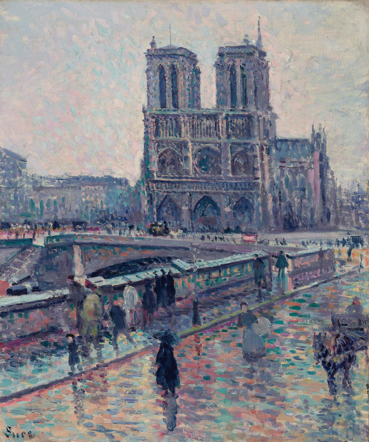 Bords de la Seine avec Notre-Dame sous la Pluie, 1900