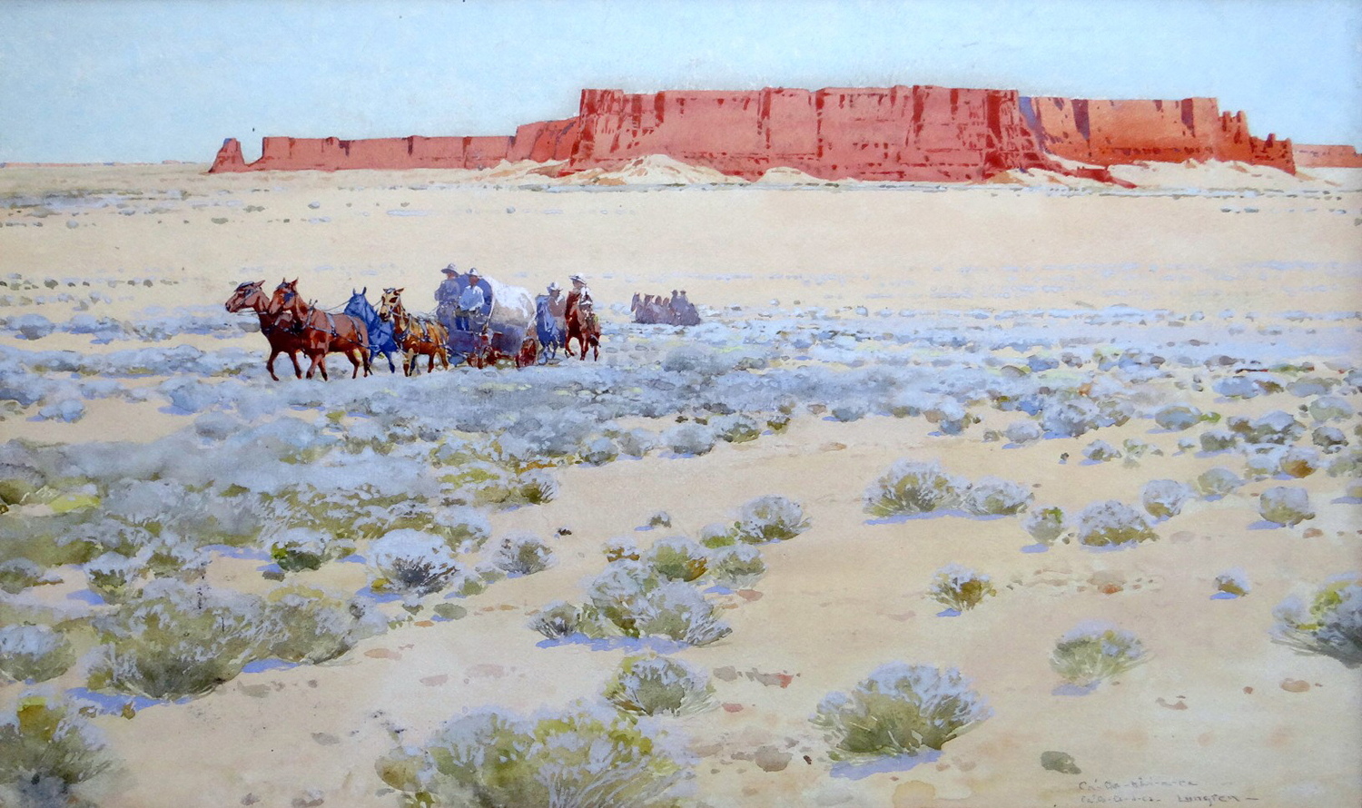 Covered Wagon Train Crossing Hopi Country, Monument Valley, early 20th century