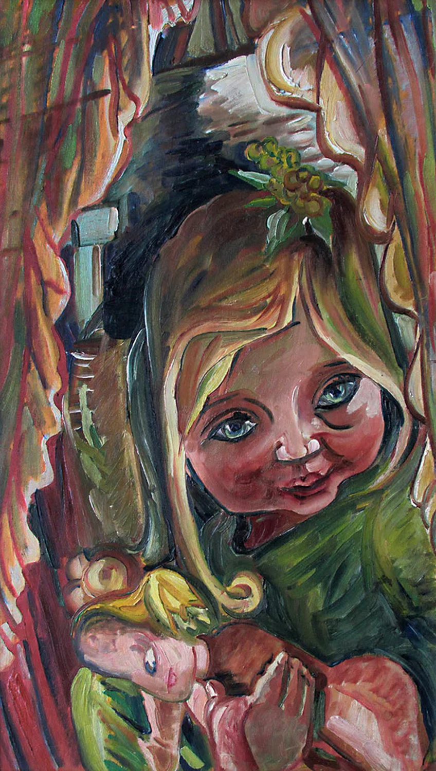 Blond Girl Holding a Doll