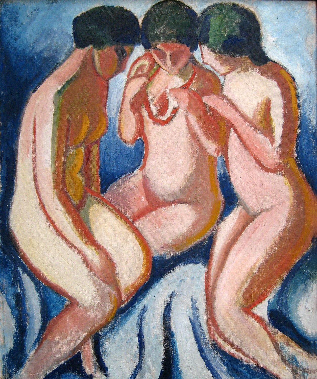 Three Nudes Against a Blue Background, c. 1910-12