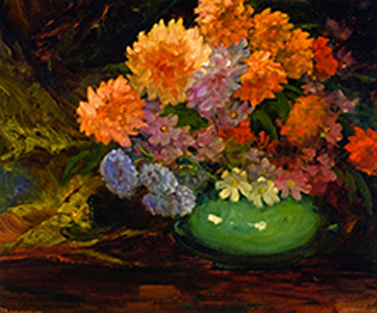 Dahlias in a Green Bowl, 20th century