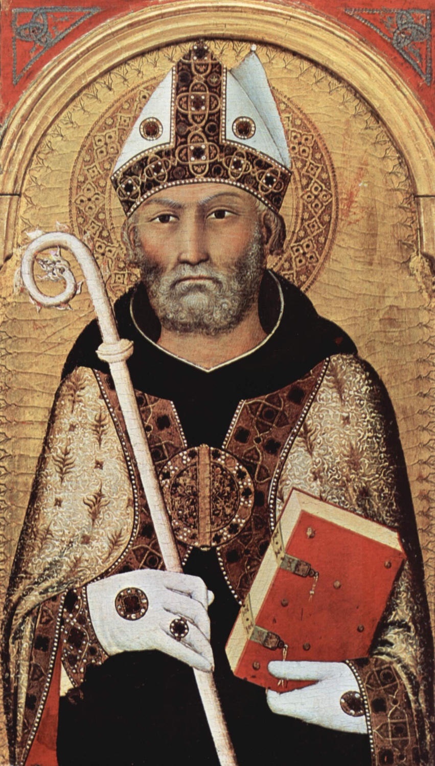 St. Augustine (detail from Cambridge Altarpiece), c. 1320-25